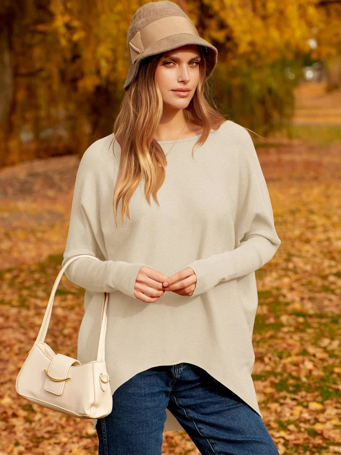 Women's Irregular Oversized Dolman Sleeve Knitted Pullover