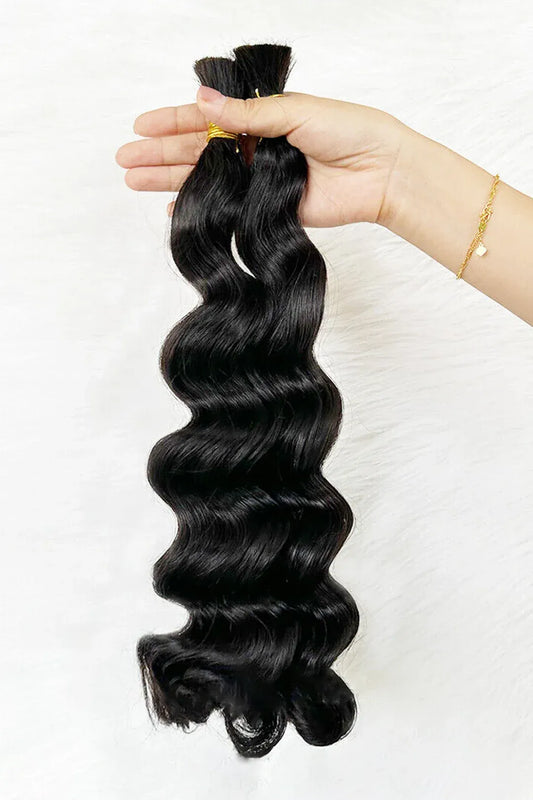 Double Drawn Loose Wave Bulk Hair For Braiding Natural Black